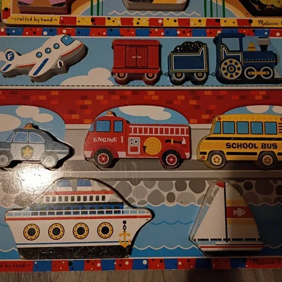 Lot of 5 chunky puzzles and board book with figures, Melissa and Doug, Simplex - Picture 6 of 6